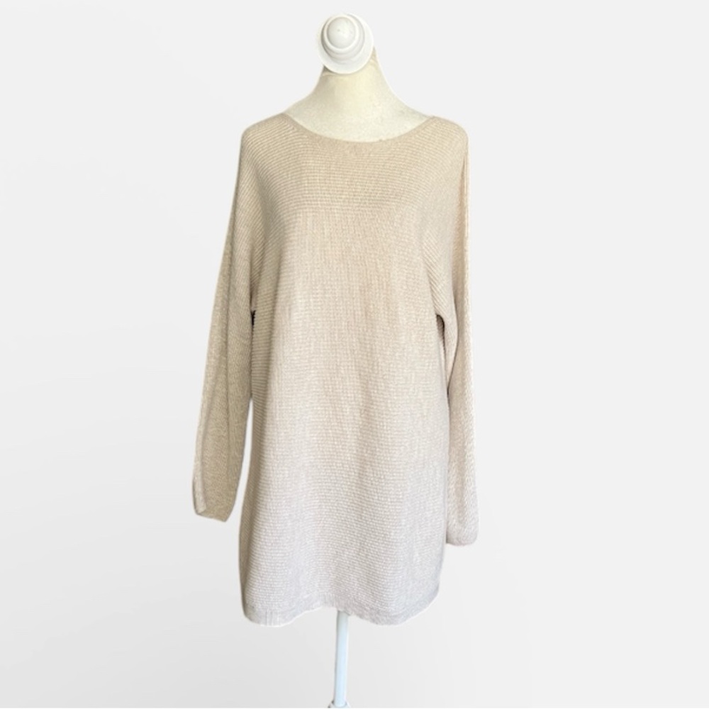 J Jill Ribbed Knit Boatneck Tunic Sweater in Oatmeal Women’s Sz M